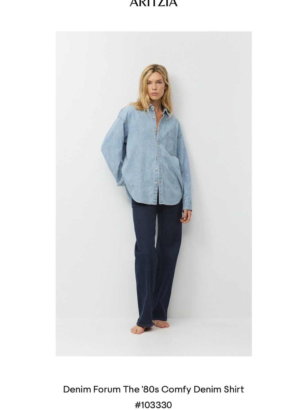 Aritzia Denim Forum 80’s Comfy Denim Shirt